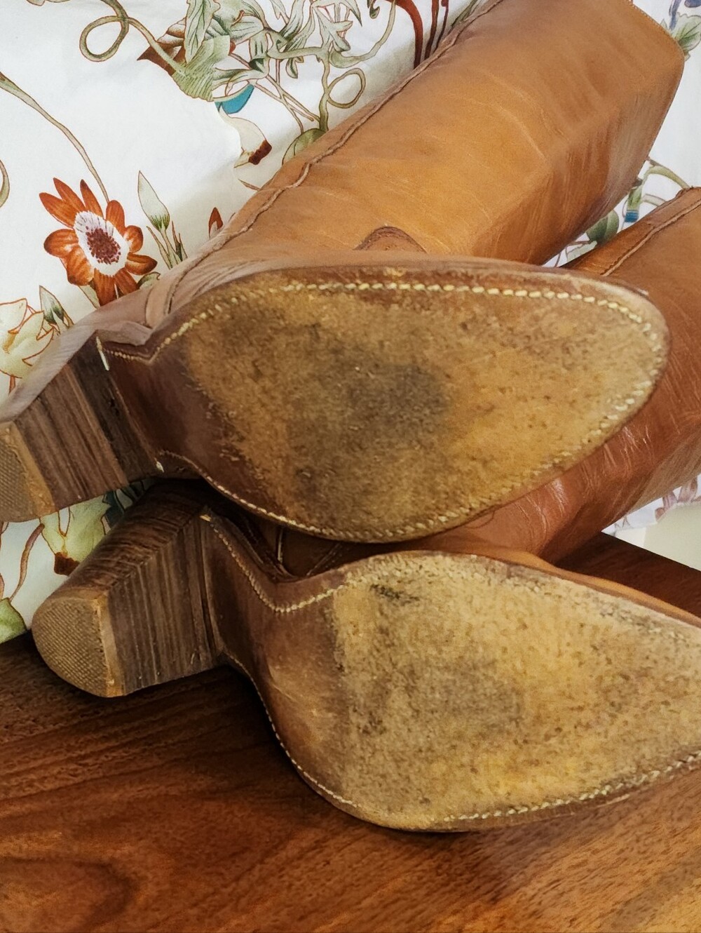 Frye Black Label Campus Boots – Vtg 70's – Women’s 9 B – Cognac Tan Leather – - Picture 10 of 16